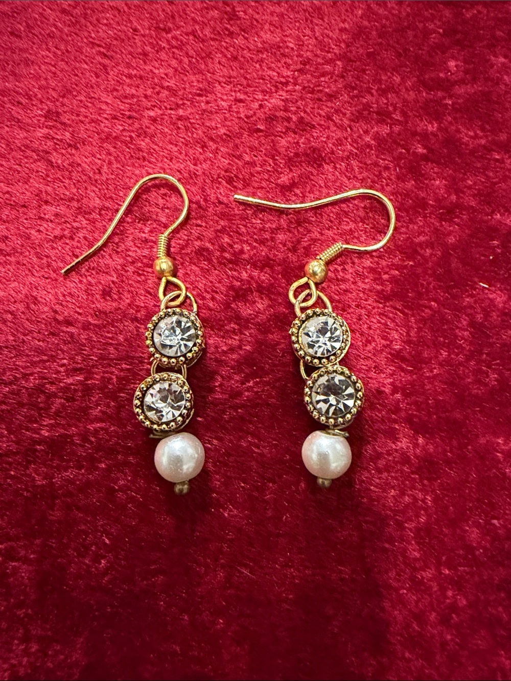 Gold-Tone Crystal and Pearl Drop Earrings - Women Jewelry
